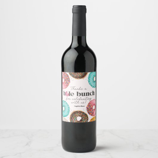 Sprinkled Donut Wine Label Sticker Party (Voorkant)