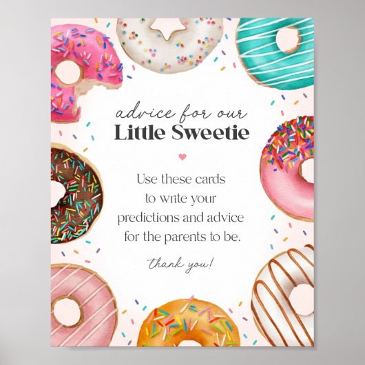 Sprinkled Donuts Baby shower Advies voor Baby Sign Poster (Voorkant)