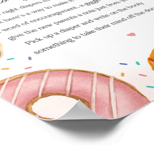 Sprinkled Donuts Baby shower Luier Gedachten Teken Poster (Hoek)