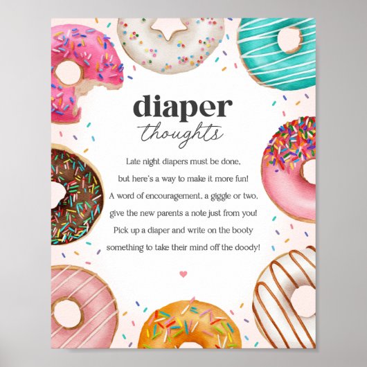Sprinkled Donuts Baby shower Luier Gedachten Teken Poster (Voorkant)