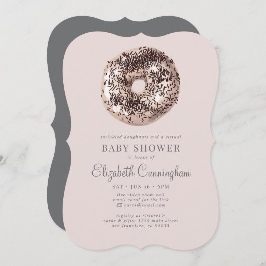 Sprinkled donuts en een virtueel Baby shower Kaart (Voorkant / Achterkant)