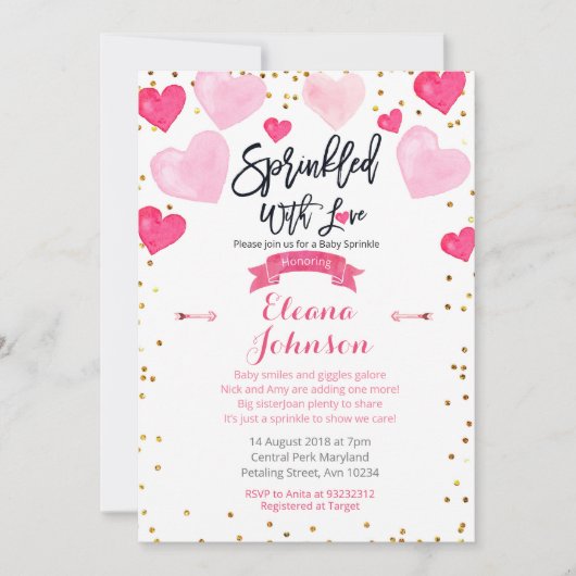 Sprinkled with love baby sprinkle Uitnodiging (Voorkant)