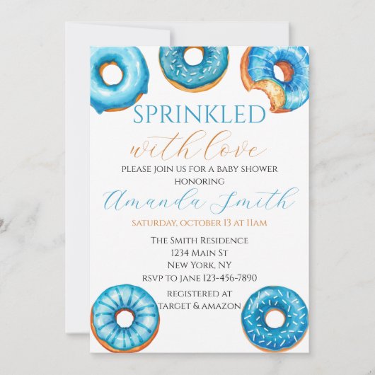 Sprinkled with Love Donut Baby shower Invitation Kaart (Voorkant)