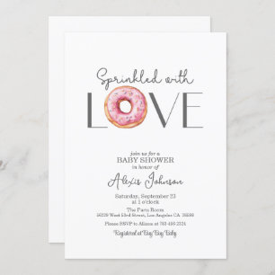 Sprinkled with Love Pink Baby shower Invitation Kaart