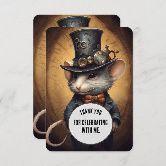 Sprinklepaws Dank u Steampunk dier Custom Bedankkaart (Voorkant / Achterkant)