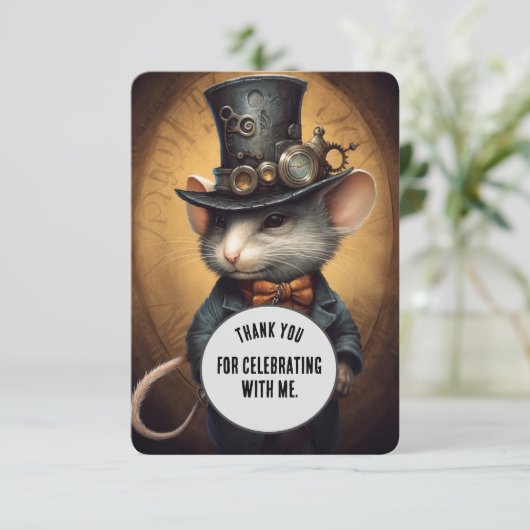 Sprinklepaws Dank u Steampunk dier Custom Bedankkaart (Staand voorkant)