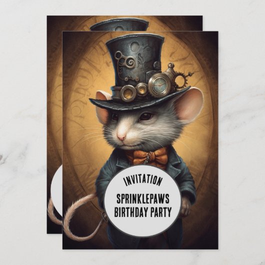 Sprinklepaws Steampunk Dier Aangepaste naam Kaart (Voorkant / Achterkant)