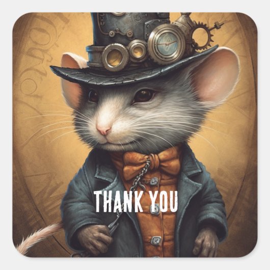Sprinklepaws steampunk vierkante sticker (Voorkant)
