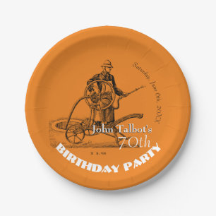 Sprinkler Fireman 70th Birthday Party Paper Bord
