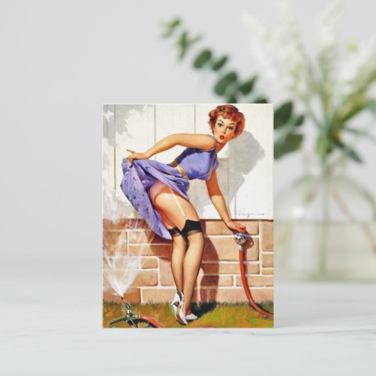 Sprinkler Pin-Up Briefkaart (Staand voorkant)