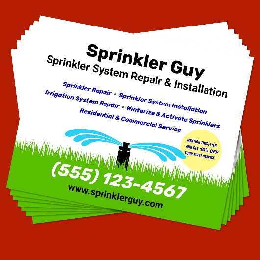 Sprinkler reparatie en installatie flyer