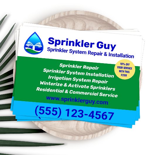 Sprinkler reparatie en installatie flyer