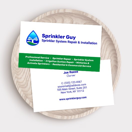 Sprinkler reparatie en installatie visitekaartje
