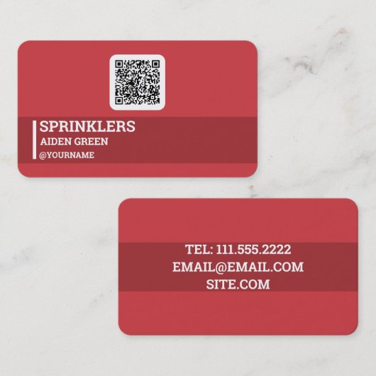 Sprinklers Irrigatie Aangepaste QR Visitekaartje (Voorkant / Achterkant)