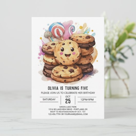Sprinkles Aangepaste Waterverf Cookies Verjaardag Kaart (Staand voorkant)