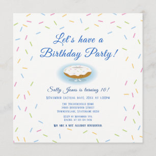 Sprinkles and Smiling Donut Birthday Invitation Kaart