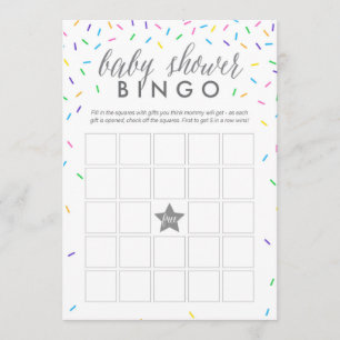 Sprinkles Baby shower Bingo Game Card Programmakaart