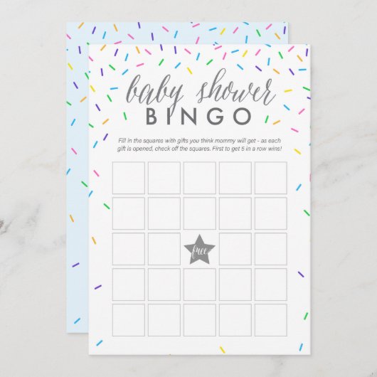 Sprinkles Baby shower Bingo Game Kaart (Voorkant / Achterkant)