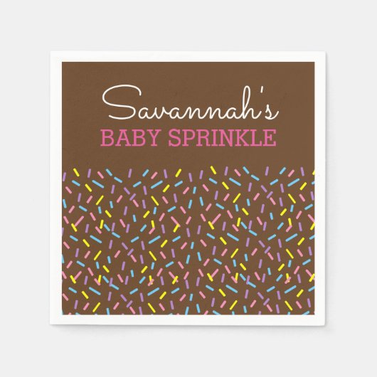 Sprinkles Baby Sprinkle (Chocoladekleur) Napkin Servetten (Voorkant)