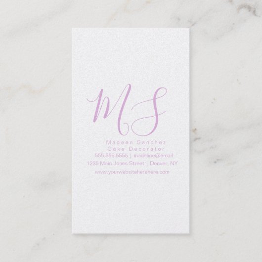 Sprinkles Bakery Pastel Visitekaartje (Achterkant)