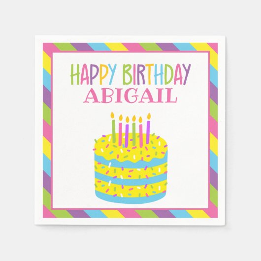 Sprinkles Birthday Cake Personalized Napkins Servet (Voorkant)