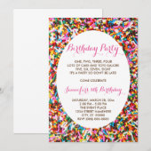 Sprinkles Birthday Party Kaart (Voorkant / Achterkant)