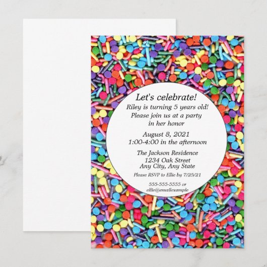 Sprinkles Birthday Party  Kaart (Voorkant / Achterkant)