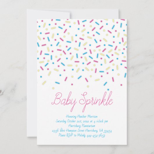 Sprinkles Confetti Baby Sprinkle Shower Kaart (Voorkant)