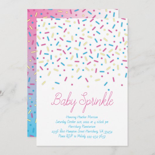 Sprinkles Confetti Baby Sprinkle Shower Kaart (Voorkant / Achterkant)