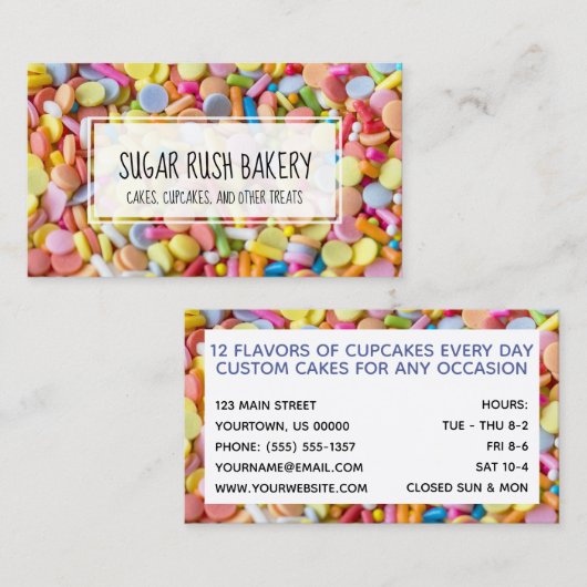 Sprinkles Cupcake Cake Bakery Sugar Visitekaartje (Voorkant / Achterkant)