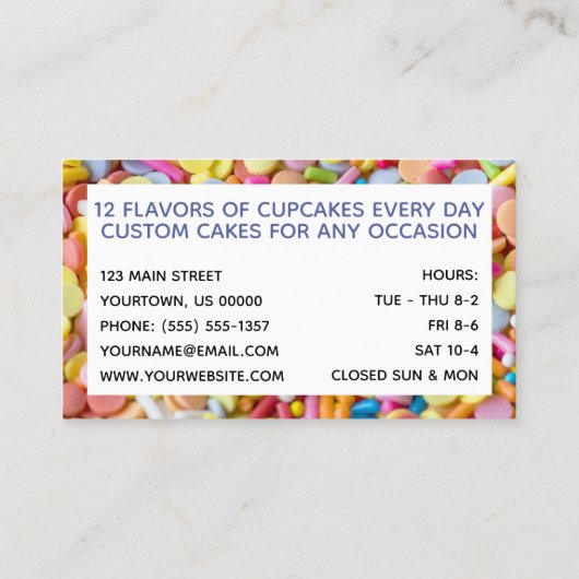 Sprinkles Cupcake Cake Bakery Sugar Visitekaartje (Achterkant)