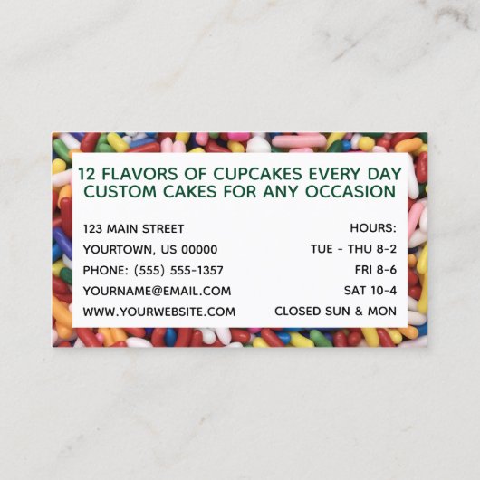 Sprinkles Cupcake Cake Bakery Sugar Visitekaartje (Achterkant)