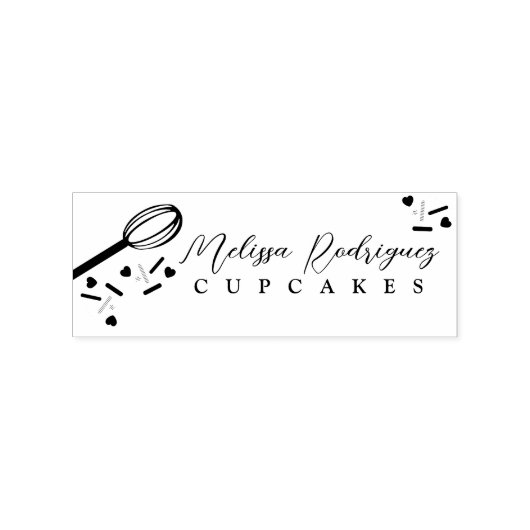 Sprinkles Cupcake Cake Bakkerij Bakker Hart Logo Rubberstempel (Afrduk)