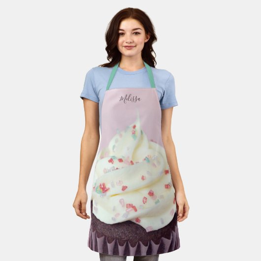Sprinkles Cupcake Roze gepersonaliseerd Schort (Gedragen)