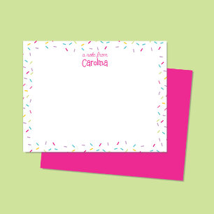 Sprinkles Cute Hot Pink Girly Stationery Note Card Notitiekaartje