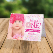 Sprinkles Donut 1st Birthday Girl Folded Bedankkaart