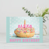 Sprinkles Donut Birthday Cake 1 Flat Wenskaart (Staand voorkant)