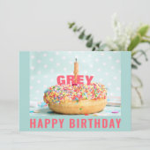 Sprinkles Donut Birthday Cake 2 Flat Wenskaart (Staand voorkant)