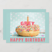 Sprinkles Donut Birthday Cake 2 Flat Wenskaart (Voorkant / Achterkant)