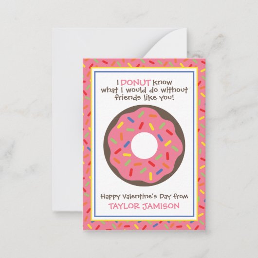 Sprinkles Donut Valentijnse klaslokaalkaarten Notitiekaartje (Voorkant)
