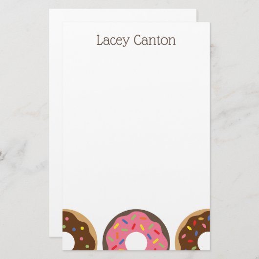Sprinkles Donuts aangepaste gepersonaliseerde brie Briefpapier (Voorkant / Achterkant)