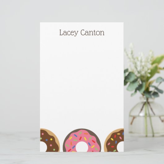 Sprinkles Donuts aangepaste gepersonaliseerde brie Briefpapier (Staand voorkant)