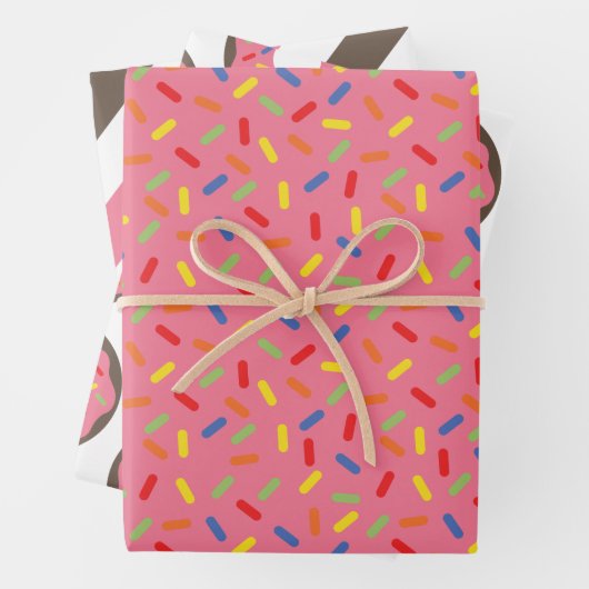 Sprinkles Donuts Stripes Gift Wrap Sheets Inpakpapier Vel (In situ)