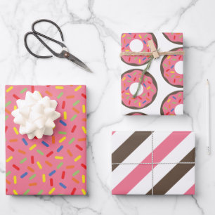 Sprinkles Donuts Stripes Gift Wrap Sheets Inpakpapier Vel