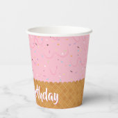 Sprinkles en roze ijs Verjaardag Papieren Bekers (Achterkant)