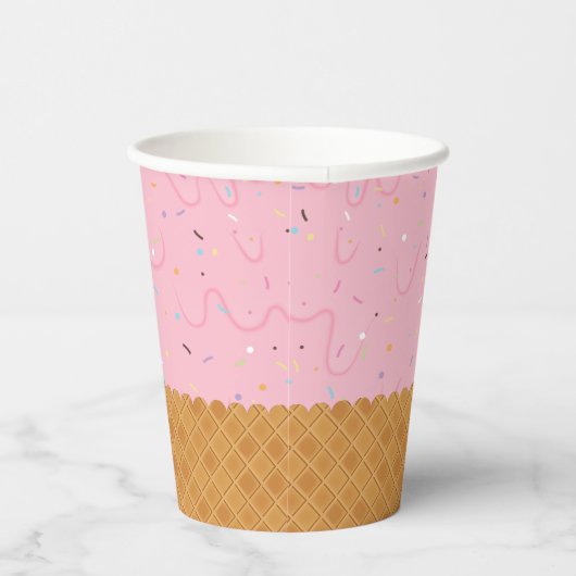 Sprinkles en roze ijs Verjaardag Papieren Bekers (Rechts)