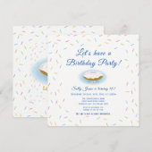 Sprinkles en Smiling Donut Verjaardag Uitnodiging (Voorkant / Achterkant)