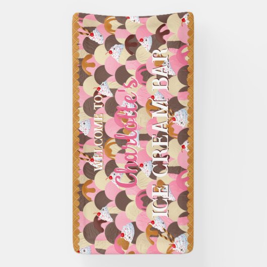 Sprinkles en Sundae Ice Cream Spandoek (Verticaal)