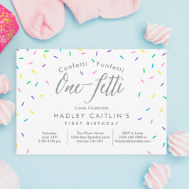 Sprinkles First Birthday Invitation, Cute confetti Kaart