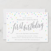 Sprinkles First Birthday Invitation, Cute & Modern Kaart (Voorkant)